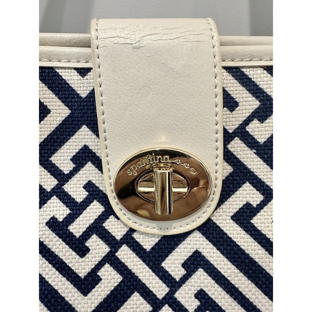 Spartina 449 Daufuskie Island Tote Handbag Linen/Leather Lime Green & Orange - Picture 3 of 15
